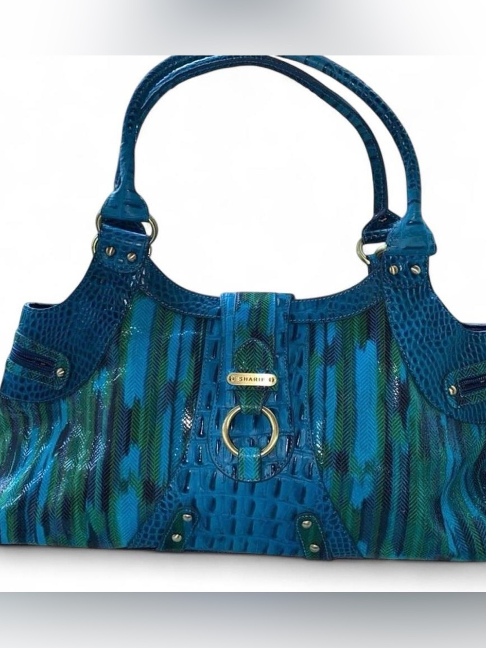Sharif Blue Teal Patterned Shoulder Bag